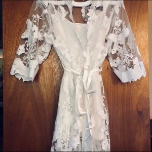 Never worn Handmade White floral bridal robe